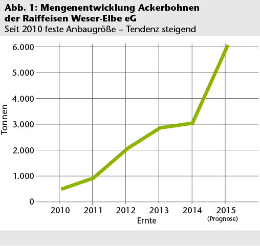 Abb. 1: Mengenentwicklung Ackerbohnen der Raiffeisen Weser-Elbe eG